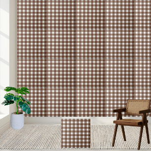 Bruin en Witte Gingham Geruite Plaid Tegel Tegeltje
