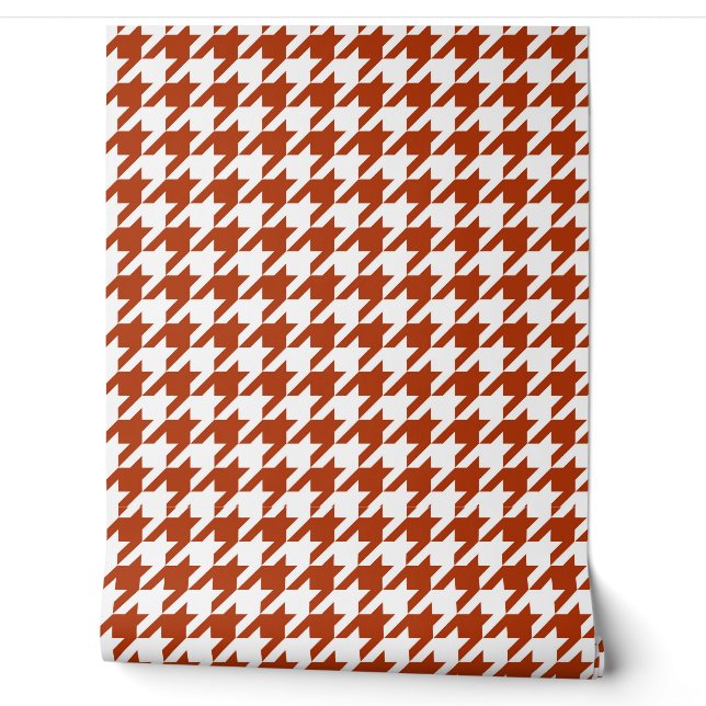 Bruin en Witte Houndstooth Check Behang (Afrollen)
