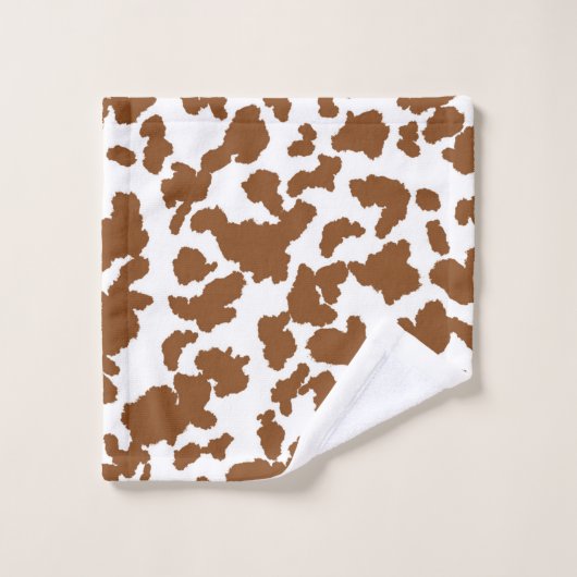Bruin en witte Koeienhuid Bad Handdoek (Wasdoekje)