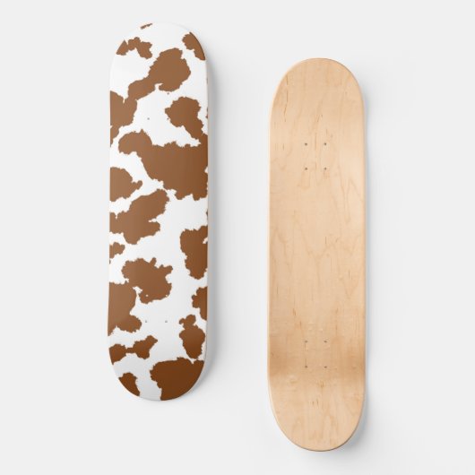 Bruin en witte Koeienhuid Skateboard (Voorkant)
