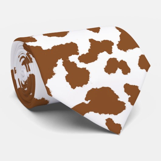 Bruin en witte Koeienhuid Stropdas (Opgerold)