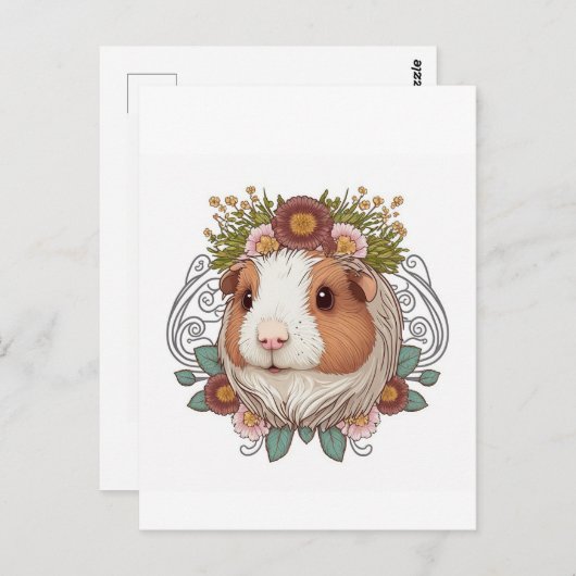 Bruin- en witte parelscheut en bloemen briefkaart (Voorkant / Achterkant)