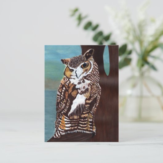 Bruin en Witte Uil Briefkaart (Staand voorkant)