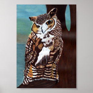 Bruin en Witte Uil Poster