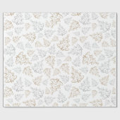 Bruin en zilver Elegant kerstbomen Pattern Cadeaupapier (Vlak)
