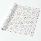 Bruin en zilver Elegant kerstbomen Pattern Cadeaupapier (Uitgerold)