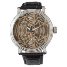 Bruin en Zwart Abstract Swirls Horloge