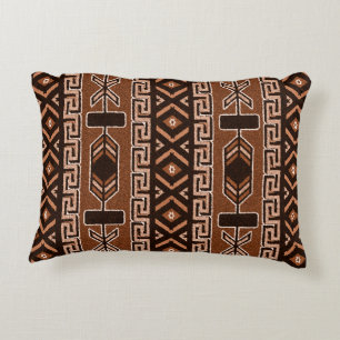 Bruin en zwart Aztec-patroonontwerp - zuidwest Decoratief Kussen