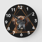 Bruin en Zwart Brindle Boxer Lab Hond Ronde Klok (Voorkant)