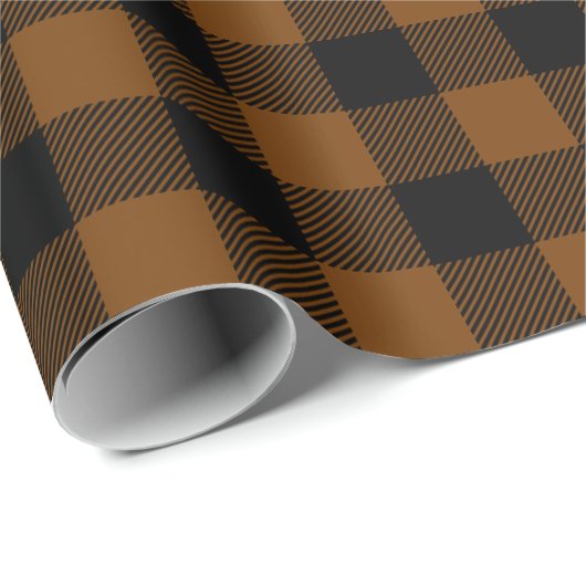 Bruin en zwart Buffel Check Cadeaupapier (Rol Hoek)