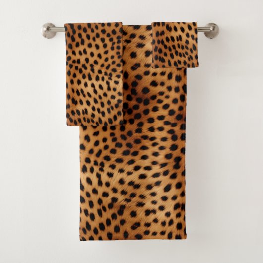 Bruin en Zwart Cheetah Dierenprint Bad Handdoek (Insitu)