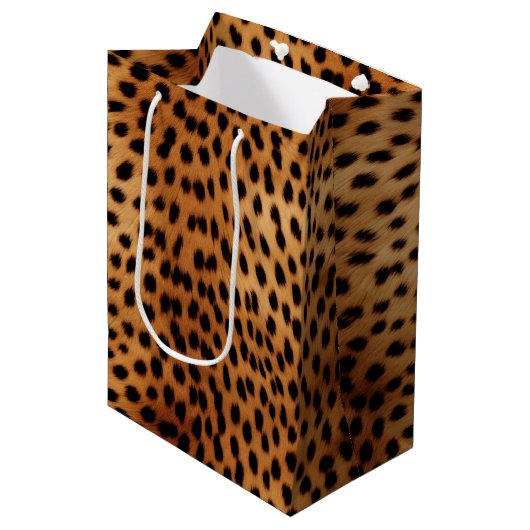 Bruin en Zwart Cheetah Dierenprint Medium Cadeauzakje (Voorkant Gekanteld)