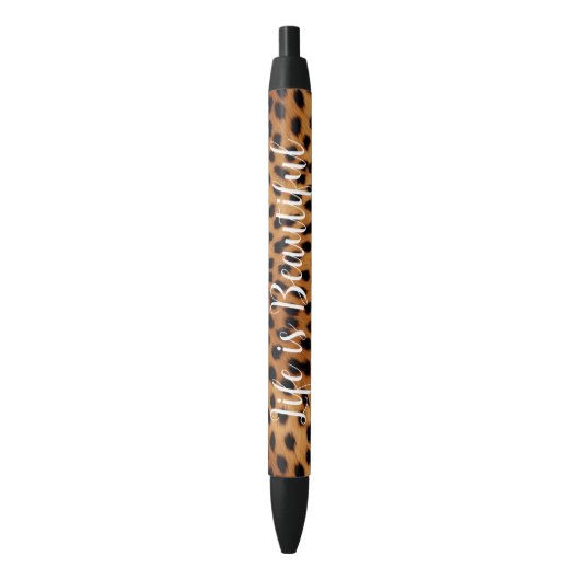 Bruin en Zwart Cheetah Dierenprint Zwarte Inkt Pen (Voorkant Verticaal)