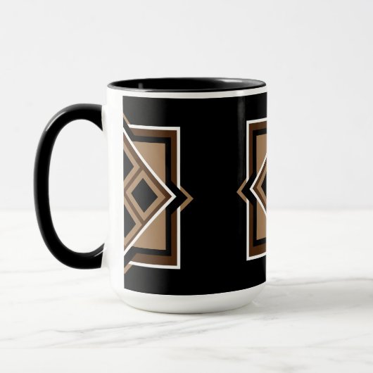 Bruin en zwart geometrisch patroon mok (Links)