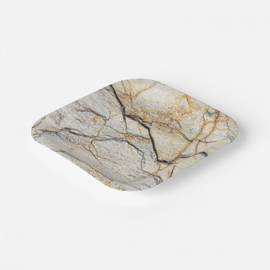 Bruin en zwart getextureerde kieuwsteen papieren bordje (Gebogen)