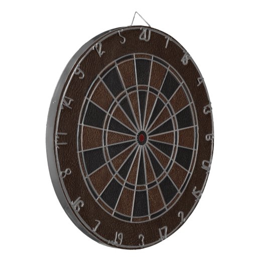 Bruin en zwart lederen print dartbord (Voorkant Links)
