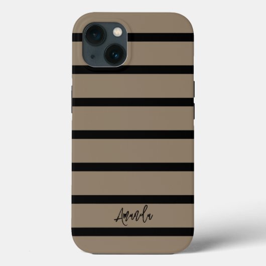 Bruin en zwart strepen patroon gepersonaliseerd Case-Mate iPhone case (Achterkant)