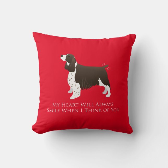 Bruin Engels Springer Spaniel Pet Memorial Pillow Kussen (Voorkant)
