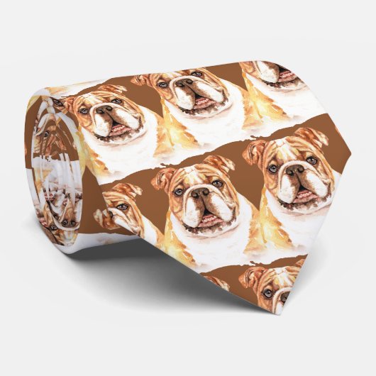 Bruin Engelse Bulldog Stropdas (Opgerold)
