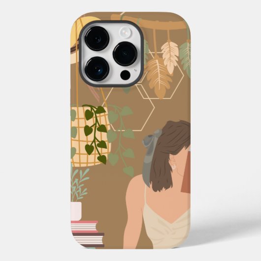 Bruin Esthetisch Vrouw Leesboek Case-Mate iPhone Case (Achterkant)