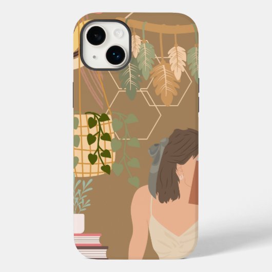 Bruin Esthetisch Vrouw Leesboek Case-Mate iPhone Case (Achterkant)