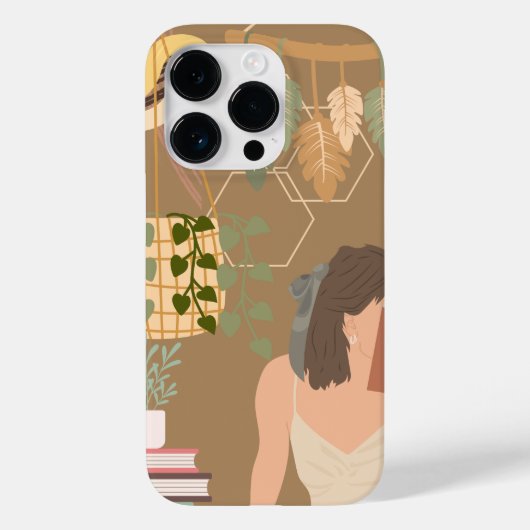 Bruin Esthetisch Vrouw Leesboek Case-Mate iPhone Case (Achterkant)