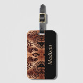 Bruin ethisch traditioneel patroon bagagelabel (Voorkant (verticaal))