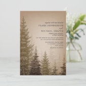 Bruin Evergreen Tree Rustieke bruiloft uitnodiging (Staand voorkant)
