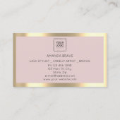 Bruin Eyelash Brow Makeup Logo Qr Code Roos Foto Visitekaartje (Achterkant)