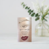 Bruin Eyelash Brow Makeup Logo QRCode Lips Roos Visitekaartje (Staand voorkant)