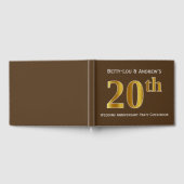 Bruin, Faux Gold 20e bruiloft Jubileum Party Gastenboek (Volledig)