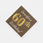 Bruin, Faux Gold 60th Birthday + Eigen naam Servetten (Hoek)