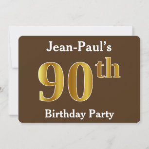 Bruin, Faux Gold 90th Birthday Party; eigen naam Kaart