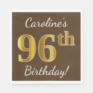 Bruin, Faux Gold 96th Birthday + Eigen naam Servetten