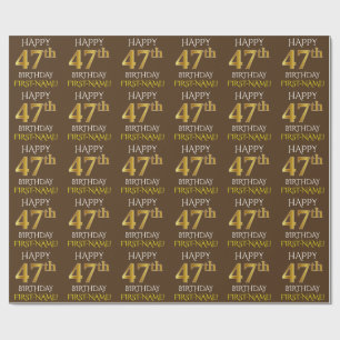 Bruin, Faux Gold "HAPPY 47th BIRTHDAY" Cadeaupapier