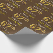 Bruin, Faux Gold "HAPPY 67th BIRTHDAY" Cadeaupapier (Hoek)