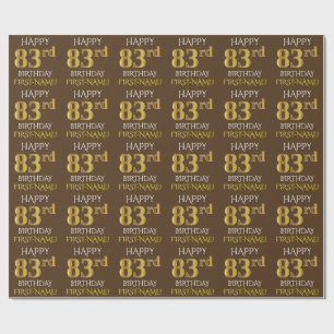 Bruin, Faux Gold "HAPPY 83rd BIRTHDAY" Cadeaupapier