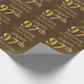 Bruin, Faux Gold "HAPPY 97th BIRTHDAY" Cadeaupapier (Hoek)