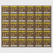 Bruin, Faux/Imitation Gold, "11th BIRTHDAY" Cadeaupapier (Vlak)