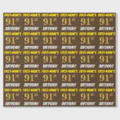 Bruin, Faux/Imitation Gold, 91st BIRTHDAY Cadeaupapier (Vlak)