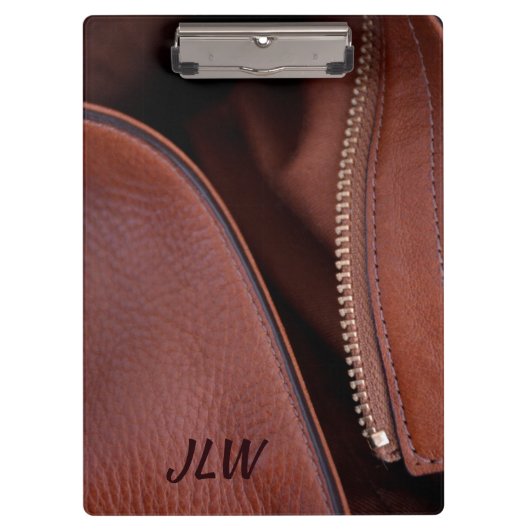 Bruin Faux Leder Unzipped Klembord (Voorkant)