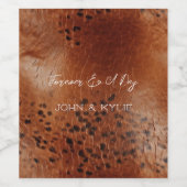 Bruin Faux lederen bruiloft Wijn Etiket (Enkel label)