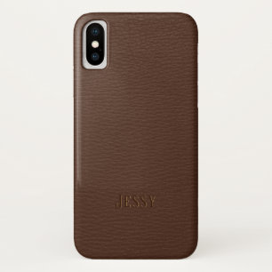 Bruin Faux leer Monogram iPhone X Hoesje