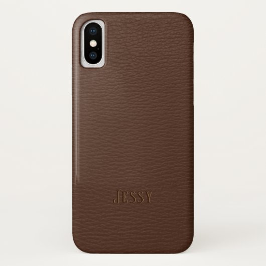 Bruin Faux leer Monogram Case-Mate iPhone Case (Achterkant)