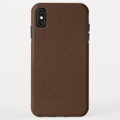 Bruin faux leer monogram Case-Mate iPhone case (Achterkant)
