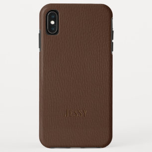 Bruin faux leer monogram iPhone XS max hoesje
