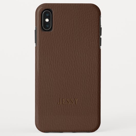 Bruin faux leer monogram Case-Mate iPhone case (Achterkant)
