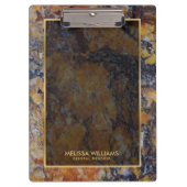 Bruin Faux Marmeren Steen Textuur Gouden Rand Klembord (Voorkant)