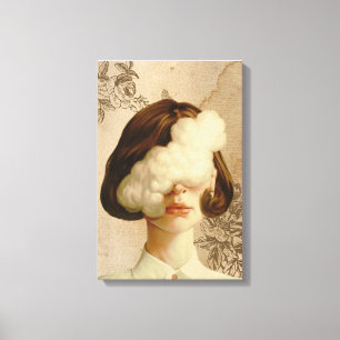 bruin filter meisje met rook kunst canvas afdruk