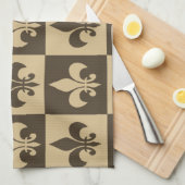 Bruin Fleur de lis Theedoek (Quarter Fold)